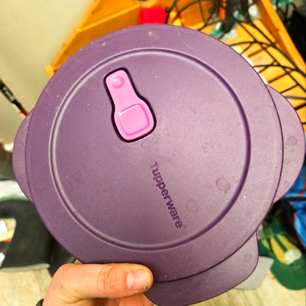 Tupperware Crystalwave bowl purple with removable insert